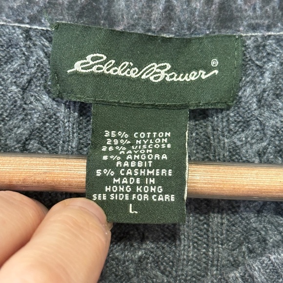 Eddie Bauer Gray Cable Knit Cardigan Timeless Design Size L - Picture 3 of 7